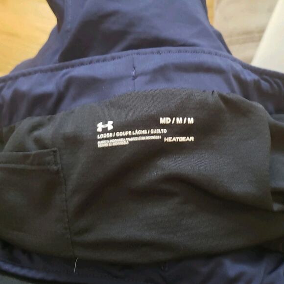 Under Armour Women’s HeatGear Running Shorts Medium Blue Navy Lined Athletic - Picture 4 of 4